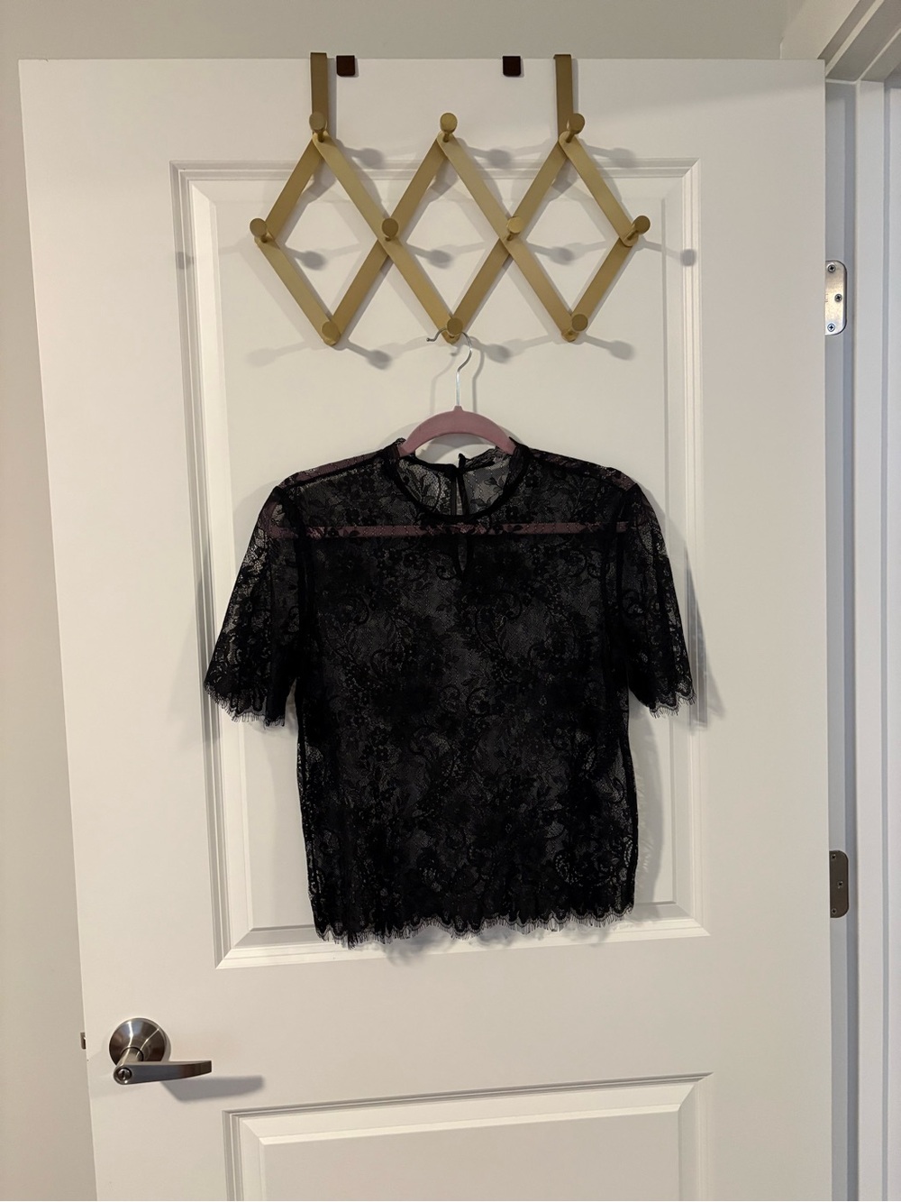 Forever 21 Black Lace Short Sleeve Blouse